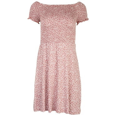 PINK ROSE Juniors Little Flowers Scoop Neckline Sun Dress Medium Green